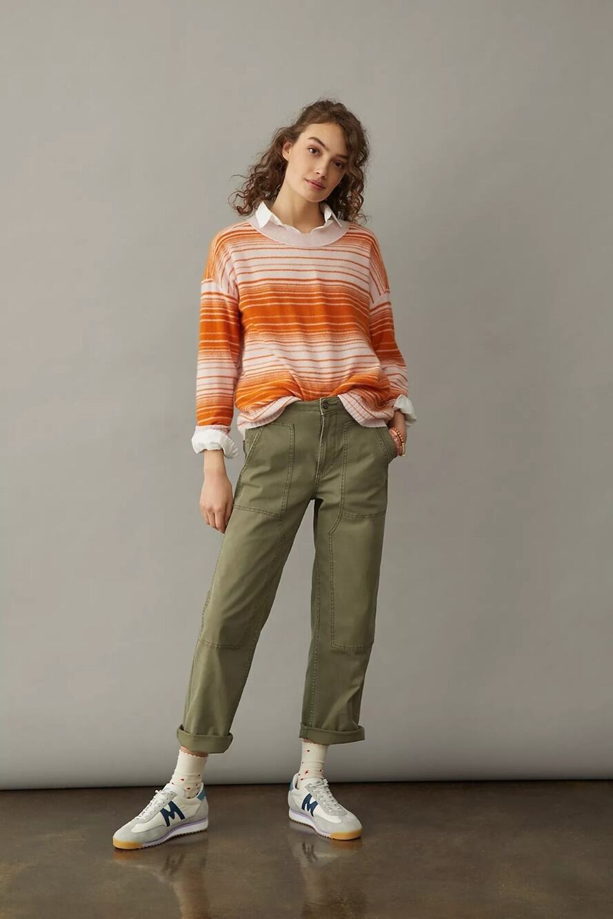 NWT Anthropologie by Pilcro Angie Seamed Cashmere Sweater $158 XS Pink